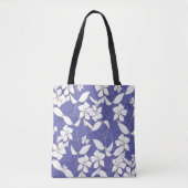Witte bloemen op Periwinkle Tote Bag (Voorkant)