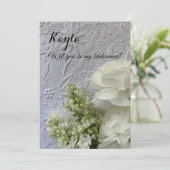 Witte bloemen op reliëfachtergrond kaart (Staand voorkant)