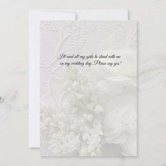 Witte bloemen op reliëfachtergrond kaart (Achterkant)