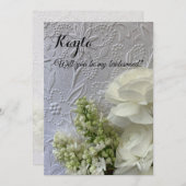 Witte bloemen op reliëfachtergrond kaart (Voorkant / Achterkant)