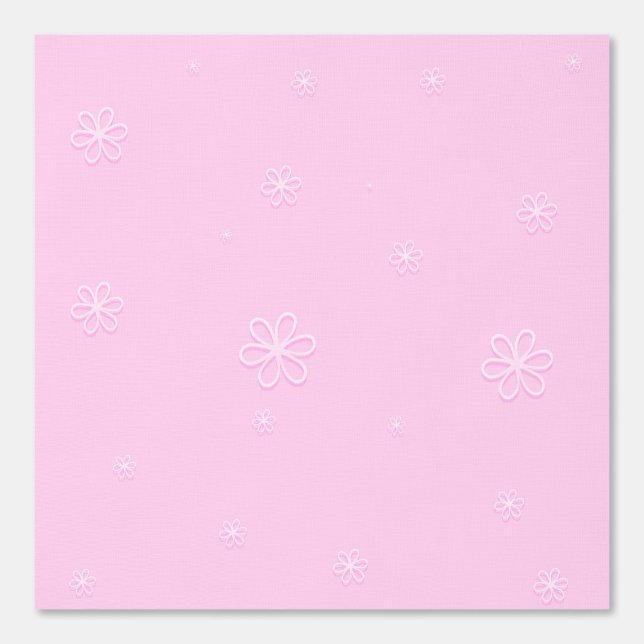 Witte bloemen op roze achtergrond behang (Voorkant)