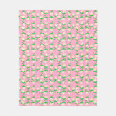Witte bloemen op roze fleece deken (Voorkant)