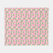 Witte bloemen op roze fleece deken (Voorkant (Horizontaal))