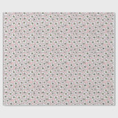 Witte Bloemen Op Roze Roze Cadeaupapier (Vlak)