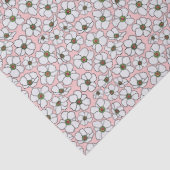 Witte bloemen op roze wilde bloemen tissuepapier (Detail)