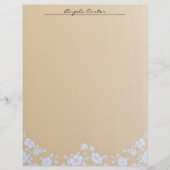 Witte bloemen op Tan Letterhead Briefhoofd (Voorkant)