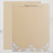 Witte bloemen op Tan Letterhead Briefhoofd (Voorkant / Achterkant)