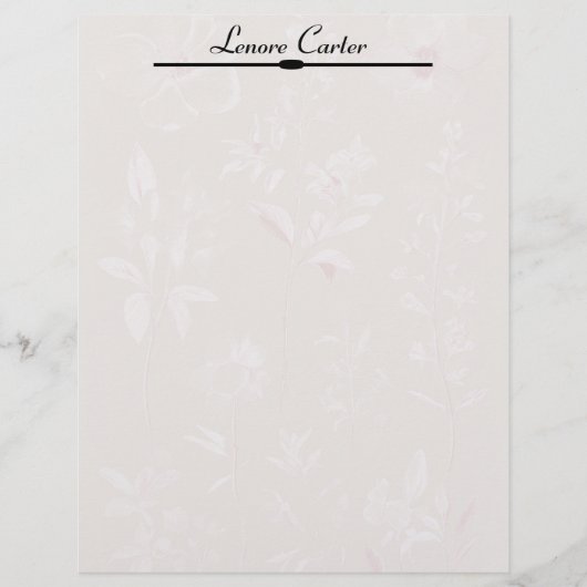 Witte bloemen op Taupe gepersonaliseerd Briefhoofd (Voorkant)