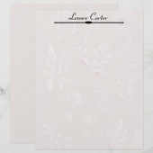 Witte bloemen op Taupe gepersonaliseerd Briefhoofd (Voorkant / Achterkant)