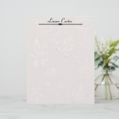 Witte bloemen op Taupe gepersonaliseerd Briefhoofd (Staand voorkant)