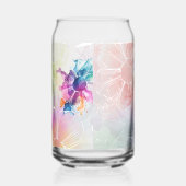 Witte bloemen op Waterverf Splashes Set Blikvorm Glas (Rechts)