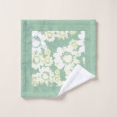 Witte bloemen op Zee-groene badhanddoeken Bad Handdoek (Wasdoekje)