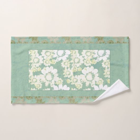 Witte bloemen op Zee-groene badhanddoeken Bad Handdoek (Handdoek)