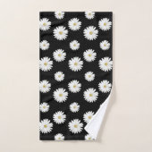 Witte bloemen op zwart bad handdoek (Handdoek)
