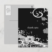 Witte bloemen op zwart briefkaart (Voorkant / Achterkant)