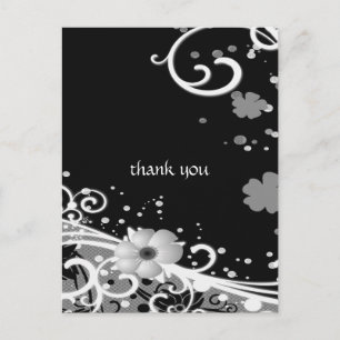 Witte bloemen op zwart briefkaart