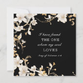 Witte Bloemen op Zwart Christelijk Bijbel Bruiloft Kaart (Achterkant)