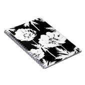 Witte bloemen op zwart. notitieboek (Rechterzijde)