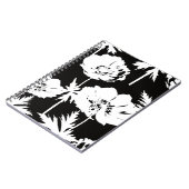 Witte bloemen op zwart. notitieboek (Linkerzijde)
