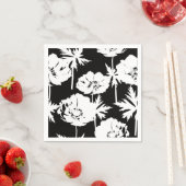 Witte bloemen op zwart. servet (Insitu)