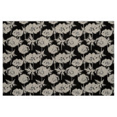 Witte bloemen op zwart. stof (Fat Quarter)