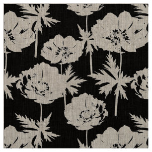 Witte bloemen op zwart. stof