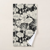  witte bloemen op zwarte achtergrond handdoek (Handdoek)