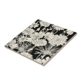  witte bloemen op zwarte achtergrond tegeltje (Zijkant)