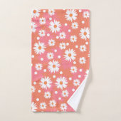 Witte bloemen - oranje veld bad handdoek (Handdoek)