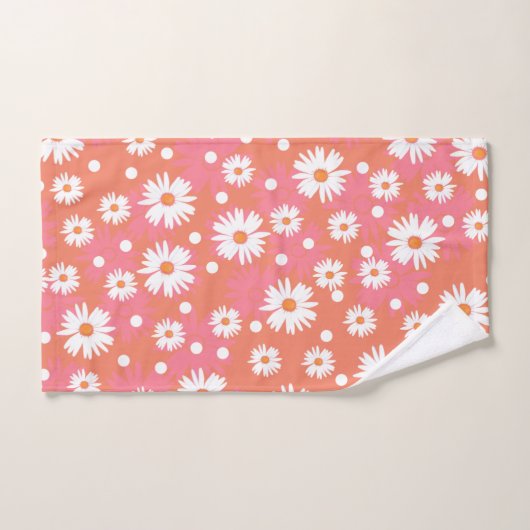 Witte bloemen - oranje veld bad handdoek (Handdoek)