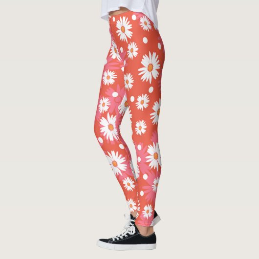 Witte bloemen - oranje veld leggings (Links)