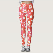 Witte bloemen - oranje veld leggings (Voorkant)