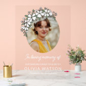 Witte bloemen ovale foto in liefdevolle herinnerin acryl bord (Huwelijk)