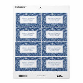 Witte Bloemen Paisley Custom Navy Blauwe Achtergro Etiket (Full Sheet)