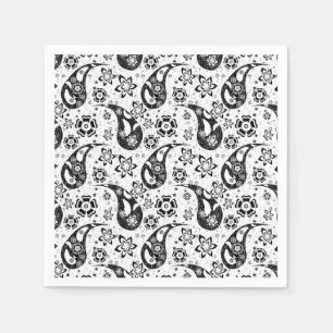 Witte Bloemen Paisley Patroon Ontwerp Servet
