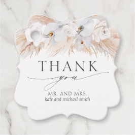 Witte bloemen pampas gras bruiloft dank u bedankjes labels