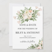 Witte bloemen Pampas gras groen succulent Save The Date (Voorkant)