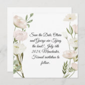 Witte bloemen Pampas gras groen succulent Save The Date (Voorkant / Achterkant)