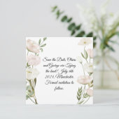 Witte bloemen Pampas gras groen succulent Save The Date (Staand voorkant)