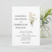 Witte bloemen Pampas gras groen succulent Save The Date (Staand voorkant)