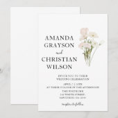 Witte bloemen Pampas gras groen succulent Save The Date (Voorkant / Achterkant)