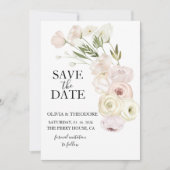 Witte bloemen Pampas gras groen succulent Save The Date (Voorkant)