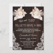 Witte Bloemen Pampas Gras Kant Hout I DO BBQ Kaart (Voorkant)