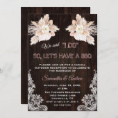 Witte Bloemen Pampas Gras Kant Hout I DO BBQ Kaart (Voorkant / Achterkant)