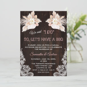 Witte Bloemen Pampas Gras Kant Hout I DO BBQ Kaart