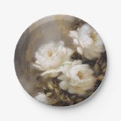 witte bloemen papieren bordje (Voorkant)