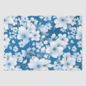 witte bloemen patroon, blauwe achtergrond, tissuepapier (Voorkant)