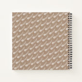 Witte bloemen patroon en monogram bijtend notitieboek (Achterkant)