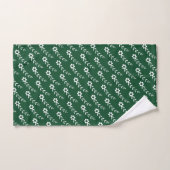 Witte bloemen patroon en monogram smaragdgroen bad handdoek (Handdoek)