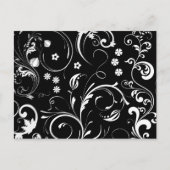 Witte bloemen, patroon van bloemen, zwart-wit briefkaart (Voorkant)